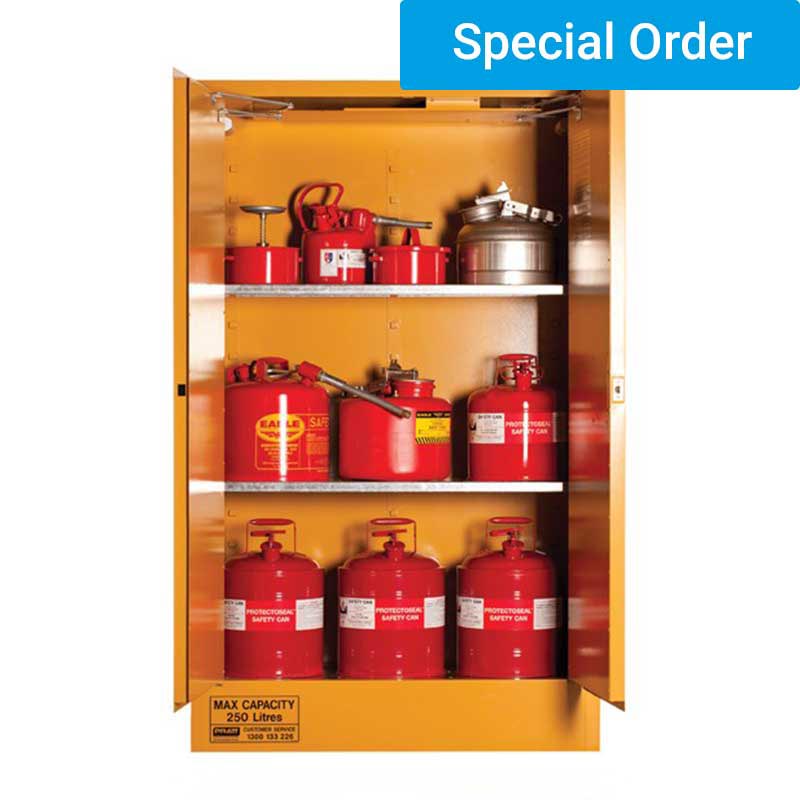 250L Flammable Liquid Storage Cabinet 2 Door 3 Shelf