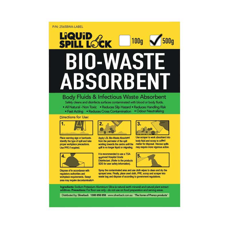 Bio-Waste Liquid Spill Lock Prenco Absorbent 500g