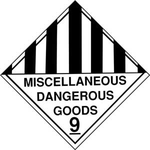 Silverback 250mm Class 9 Miscellaneous Dangerous Goods Adhesive Label