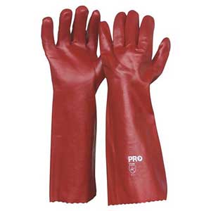 Red PVC Gloves 45cm S/Dipped
