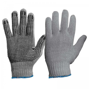 Silverback Knitted Poly Cotton Gloves with Grip Dots Mens Size GREY